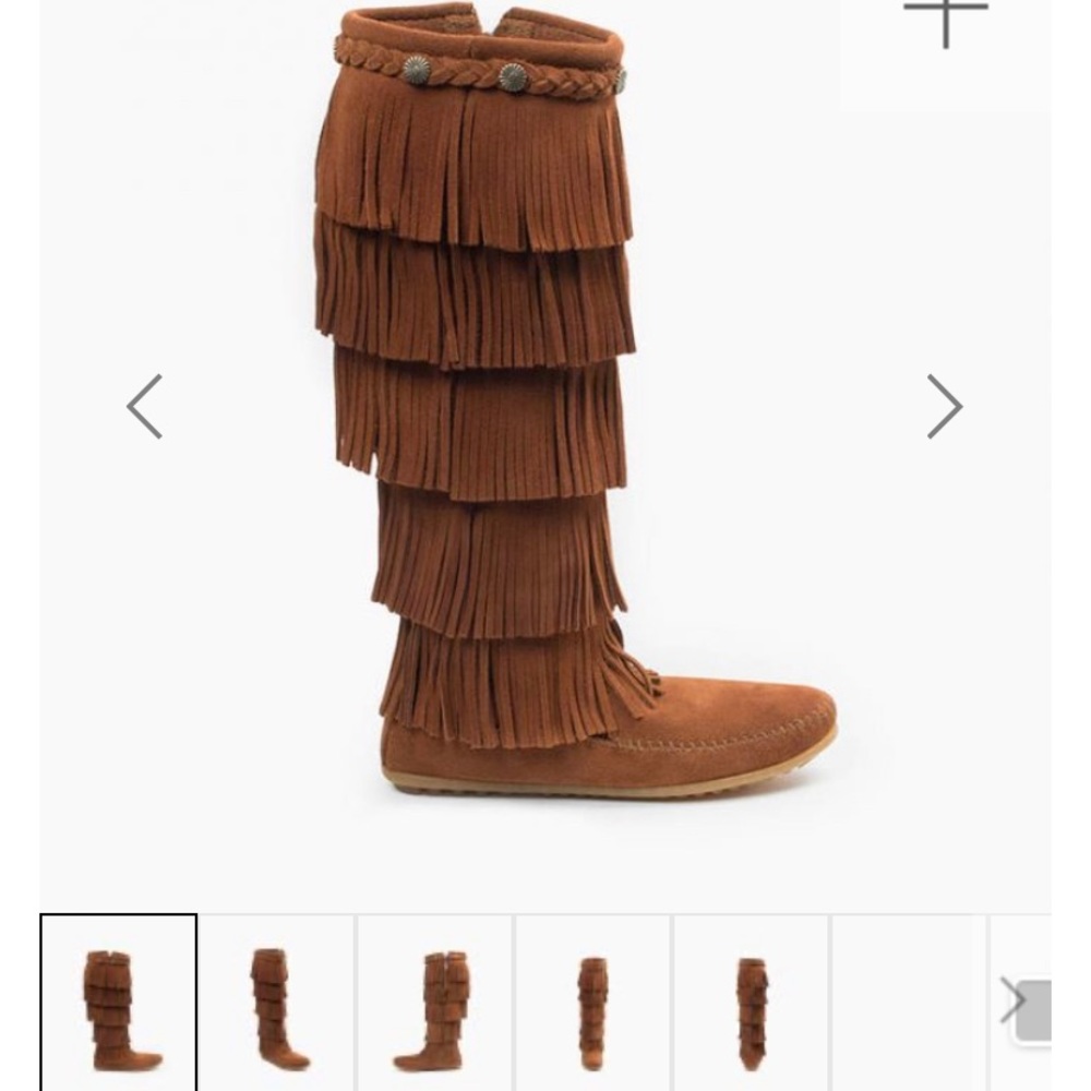 Minnetonka Fringe Boots-Brown-Size 8